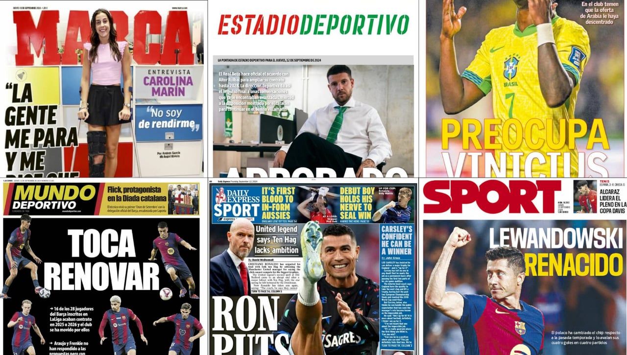 Carolina Marín, Vinicius, Lewandowski y Aitor Ruibal, así vienen las portadas del 12 de septiembre