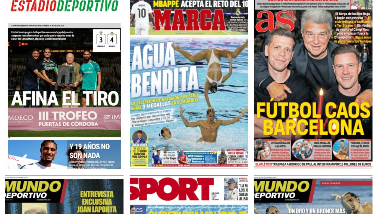 El Betis se asienta en Córdoba, Ter Stegen la lía, España brilla en el agua... Así vienen las portadas de hoy