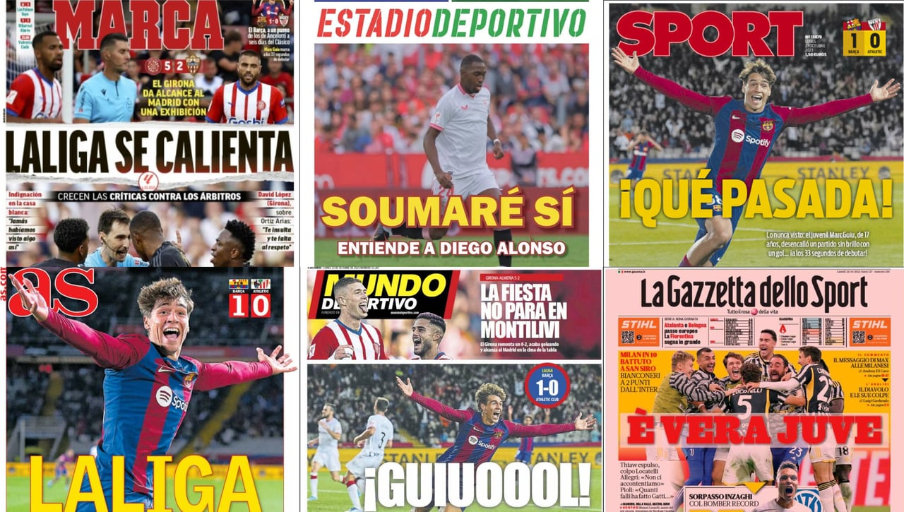 Soumaré y Diego Alonso; Pezzella, un caso de riesgo; Papu Gómez, Marc Guiu… portadas del lunes 23 de octubre de 2023