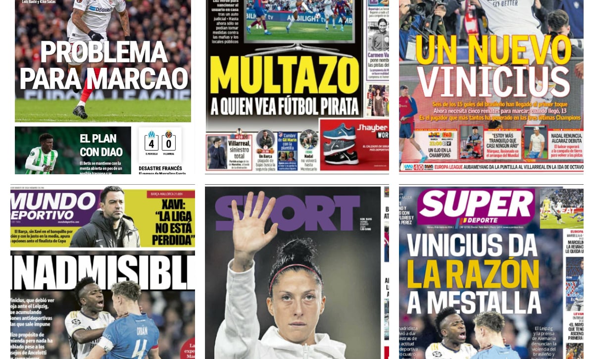 La actitud de Vinicius, Jenni Hermoso, el problema de Marcao... Así vienen las portadas 