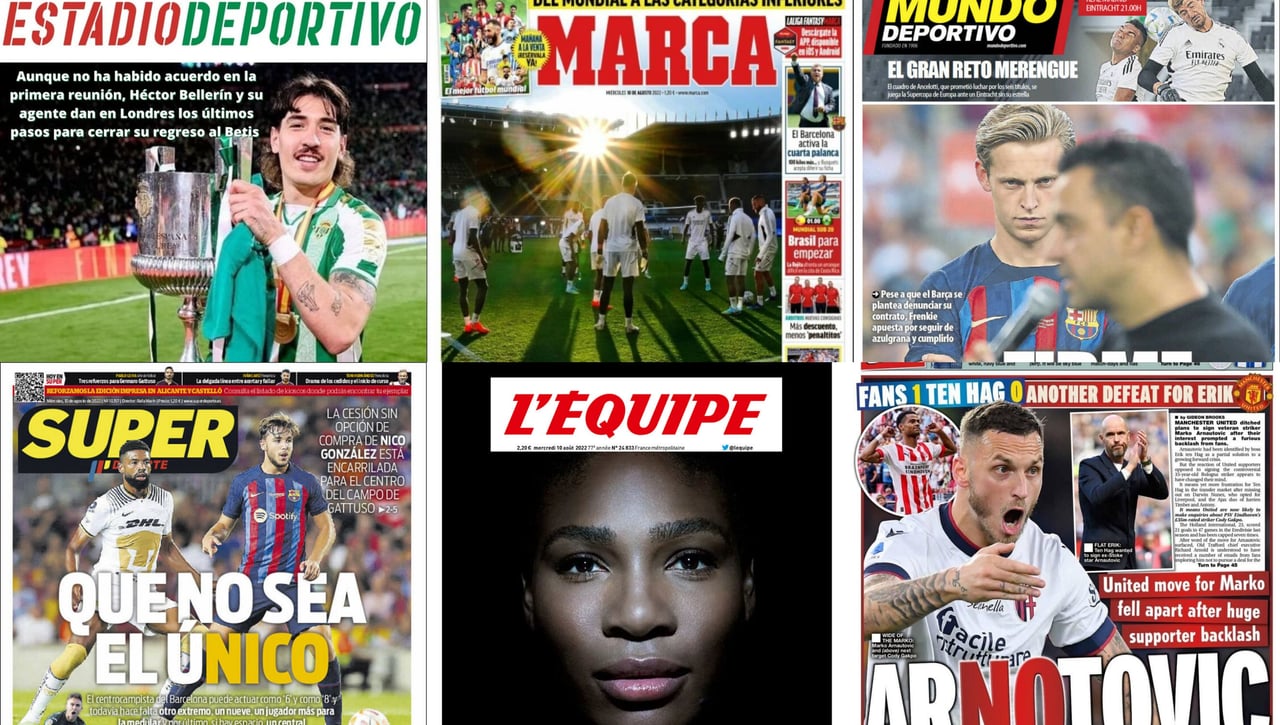 Bellerín, Nelsson, la Supercopa, Serena Williams... Así vienen las portadas de hoy