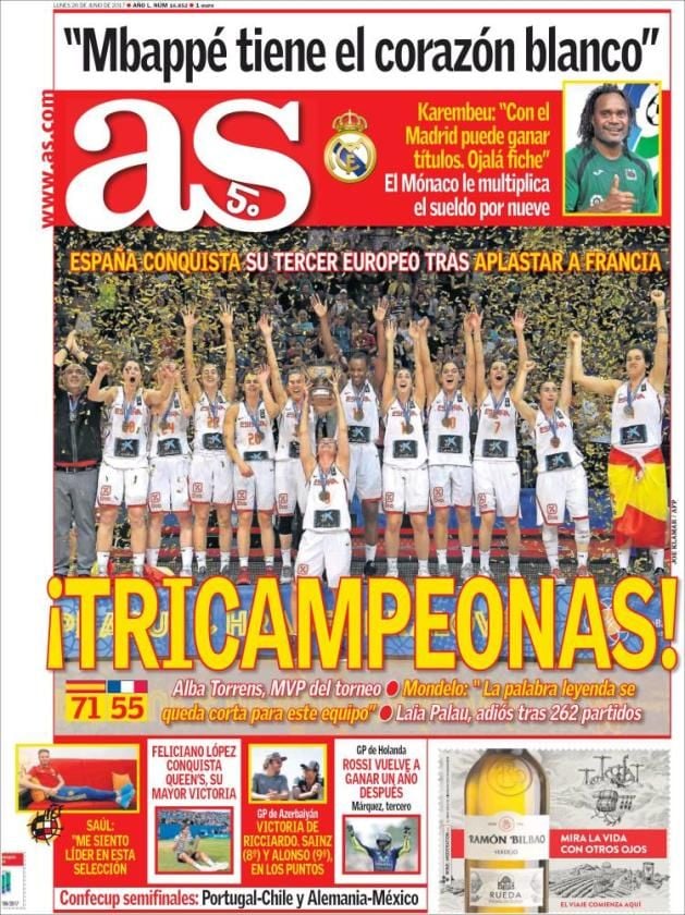 El oro en el Eurobasket, Tello, Paulinho... así vienen las portadas