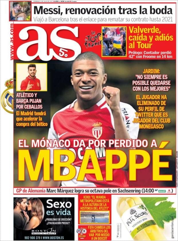 Marcos Llorente, Mbappé, los recortes en Mestalla... así vienen las portadas