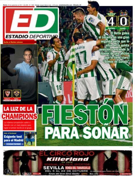El triunfo del Betis, la Champions, Luis Suárez, Cristiano... así vienen las portadas hoy