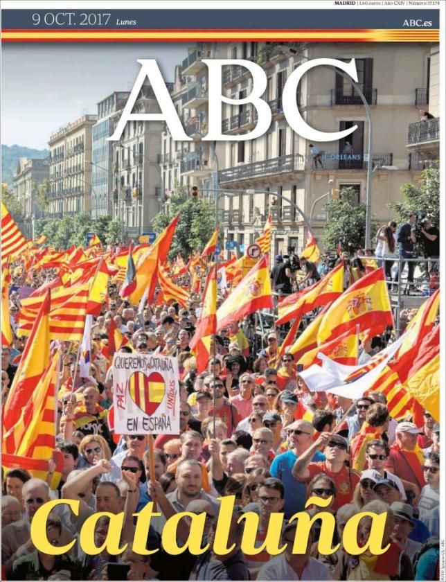 La manifestación contra el independentismo, en las portadas