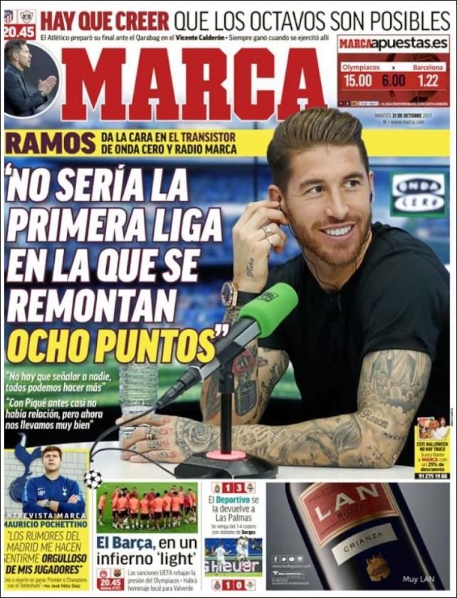La Champions, Ramos y el tropiezo del Betis, en la prensa deportiva
