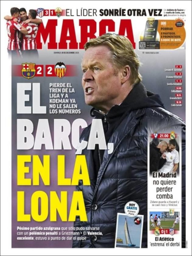 Los pinchazos del Sevilla y el Barça, en las portadas de este domingo