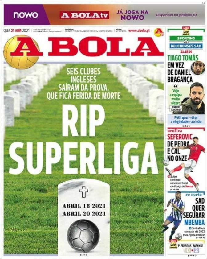 La muerte de la Superliga, en portadas: RIP Superliga, Súper ridículo, Brexit...